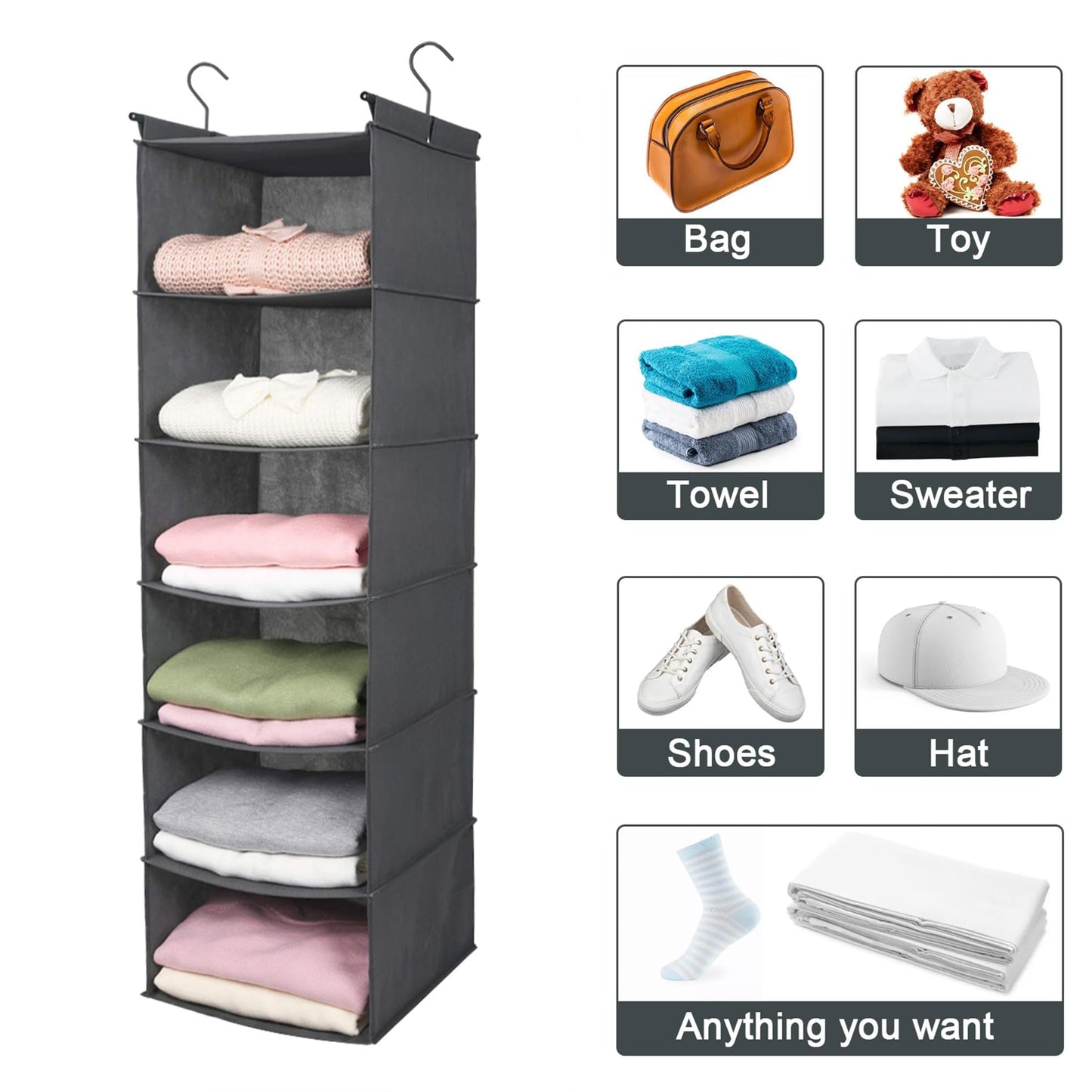 5-Shelf Weekly Clothes Organizer for Kids, 33-Inch Hanging Closet Storage Unit for School Outfits, Monday Through Friday Daily Clothing Divider for Boys and Girls