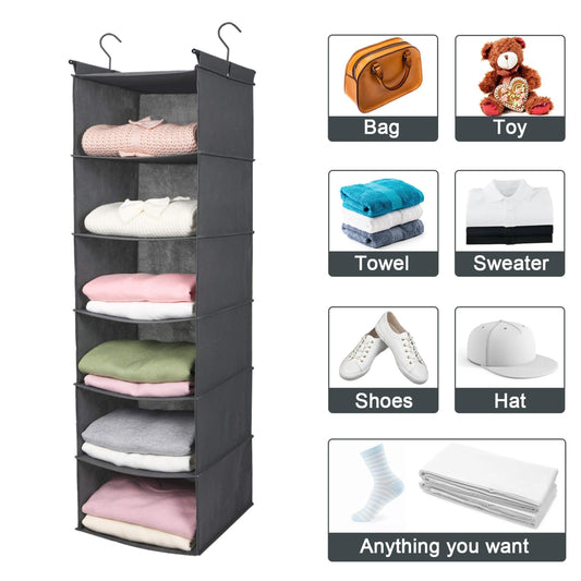 5-Shelf Weekly Clothes Organizer for Kids, 33-Inch Hanging Closet Storage Unit for School Outfits, Monday Through Friday Daily Clothing Divider for Boys and Girls